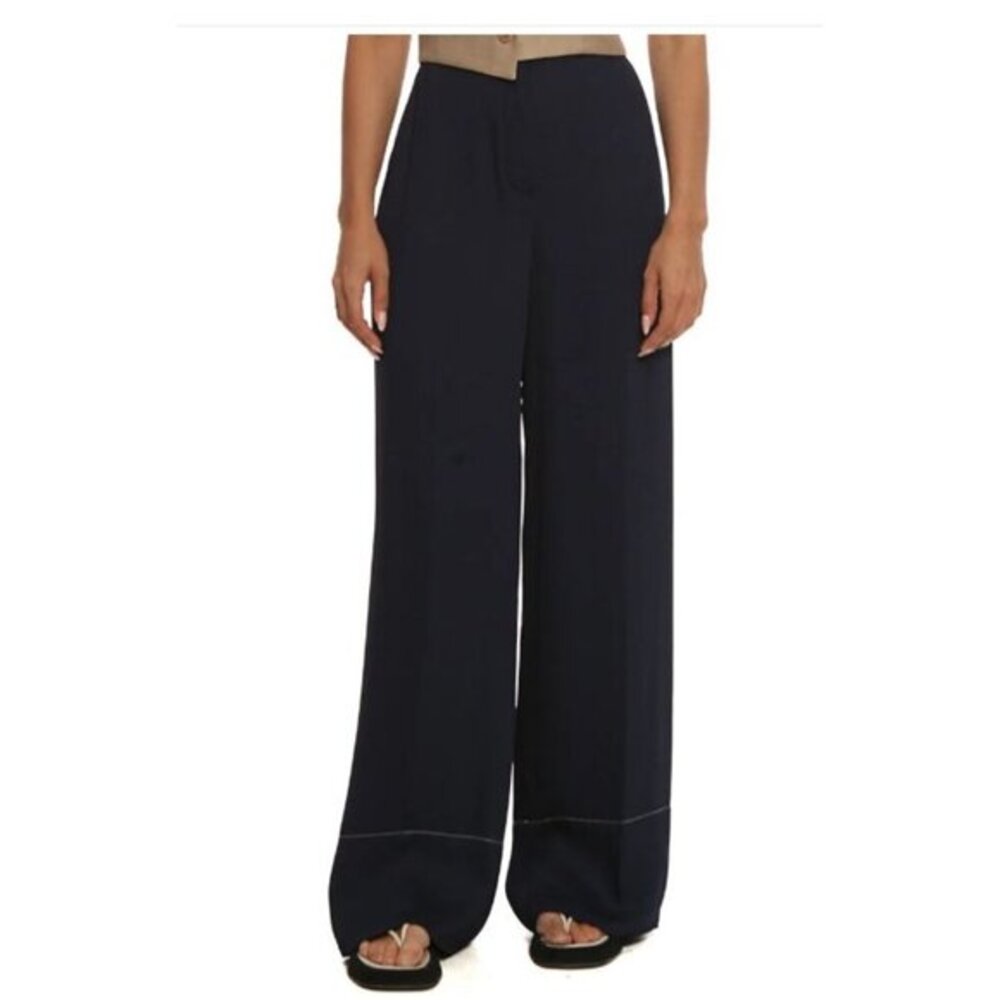 Elizabeth And James Harmon Wide-Leg Navy Pants Size 0 Womens Elegant Trousers